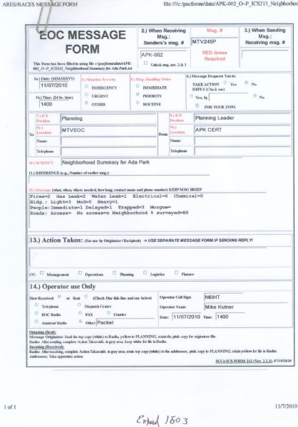 213 Summary - Packet Printed