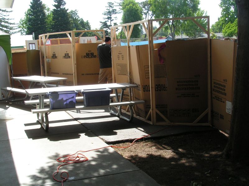 frames holding cardboard!