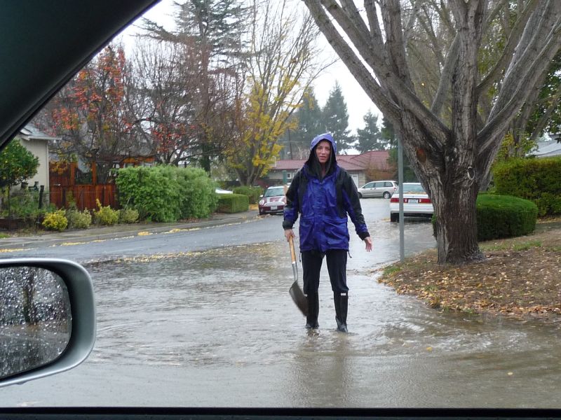 Amy Freiha clears drain<BR>at Montalto & Cornelia